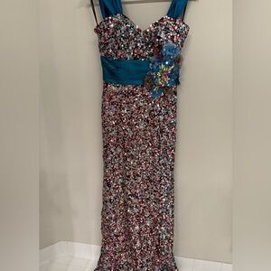 Tony Bowls Black and Blue Sequin Dress